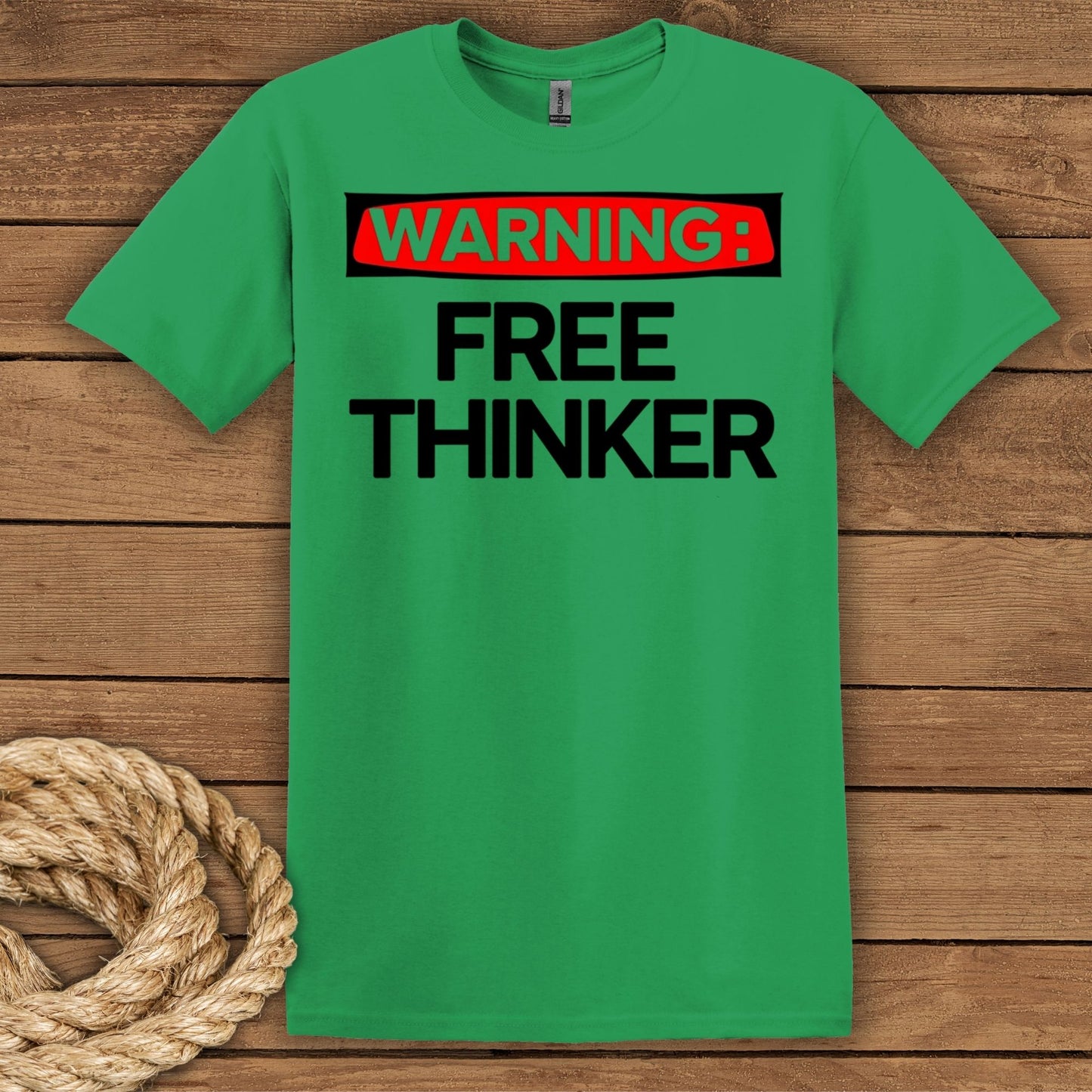 'Warning: Free Thinker' Statement Tee for Creative Individuals