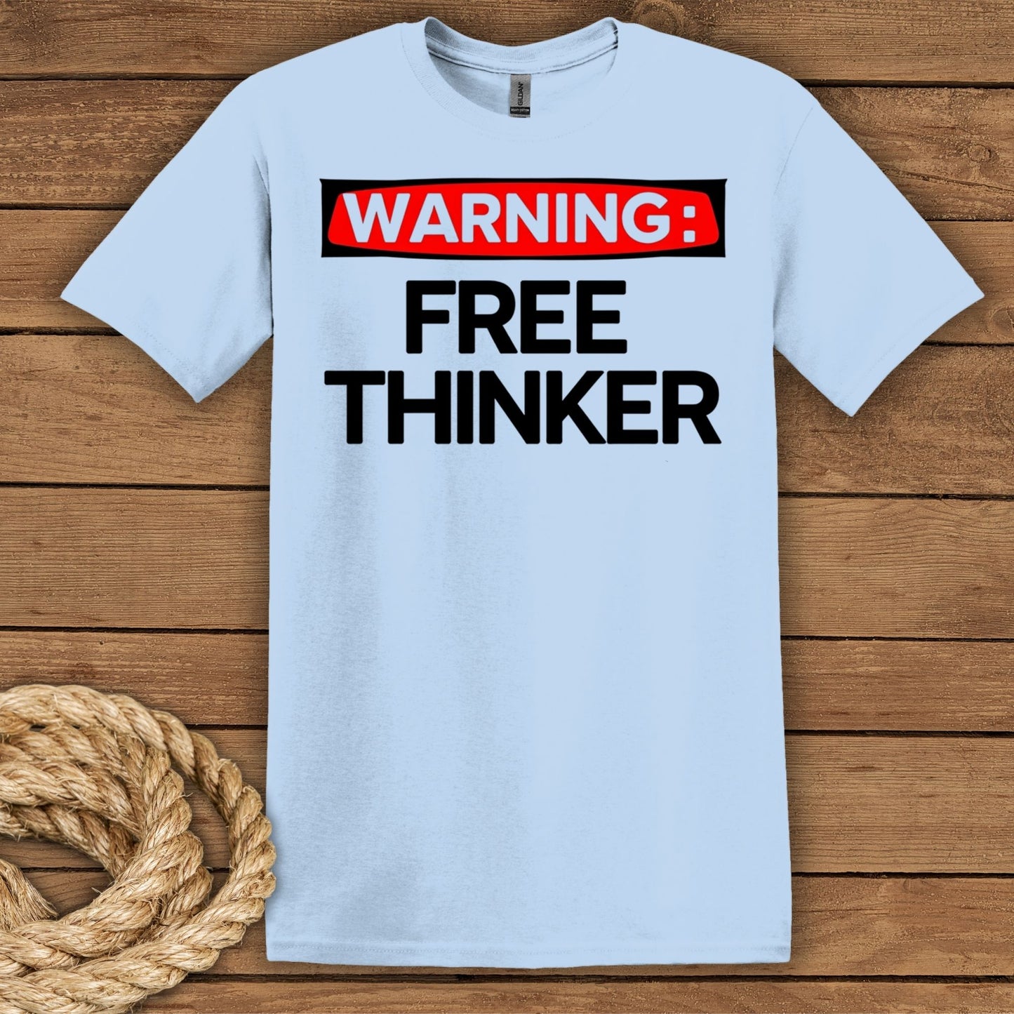 'Warning: Free Thinker' Statement Tee for Creative Individuals