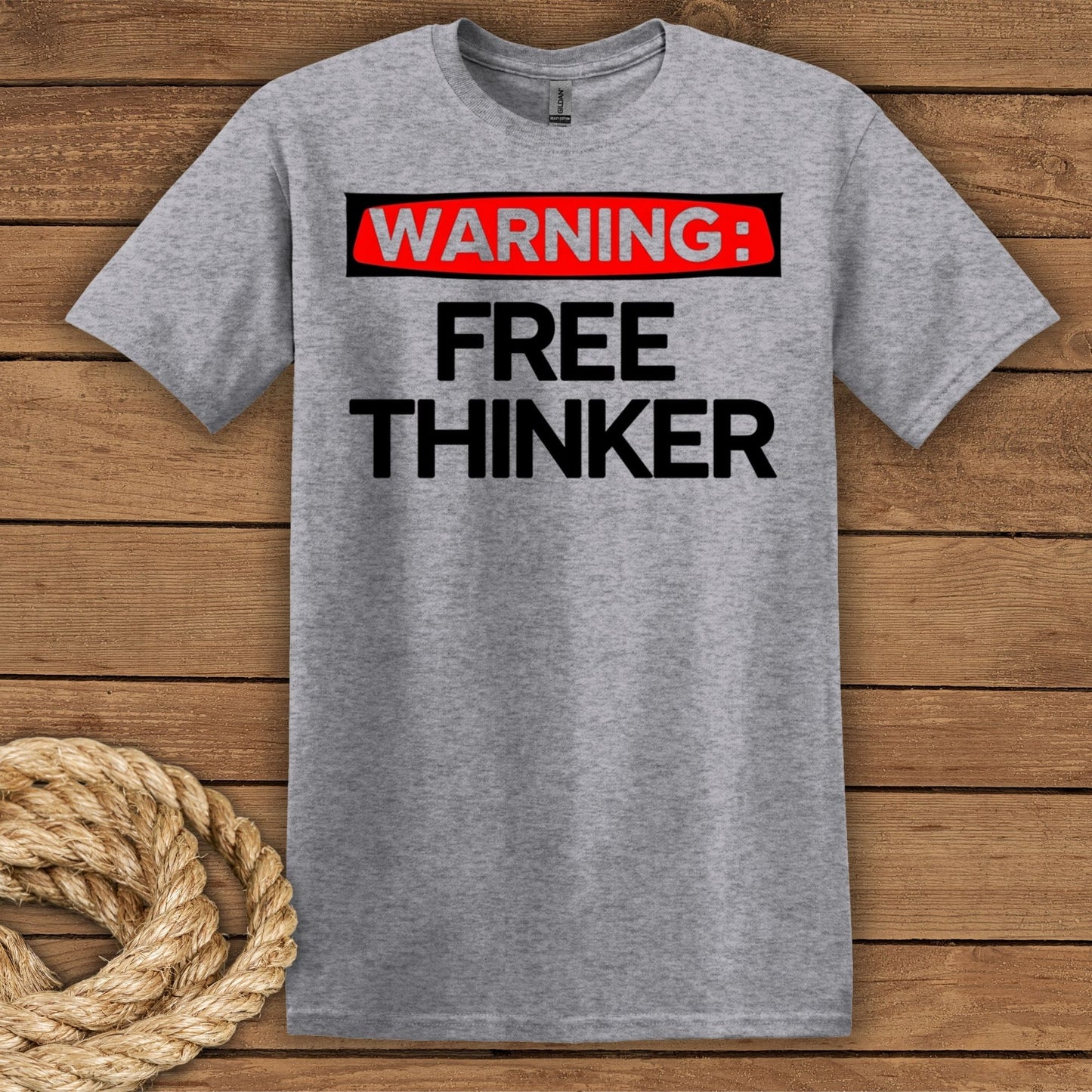 'Warning: Free Thinker' Statement Tee for Creative Individuals