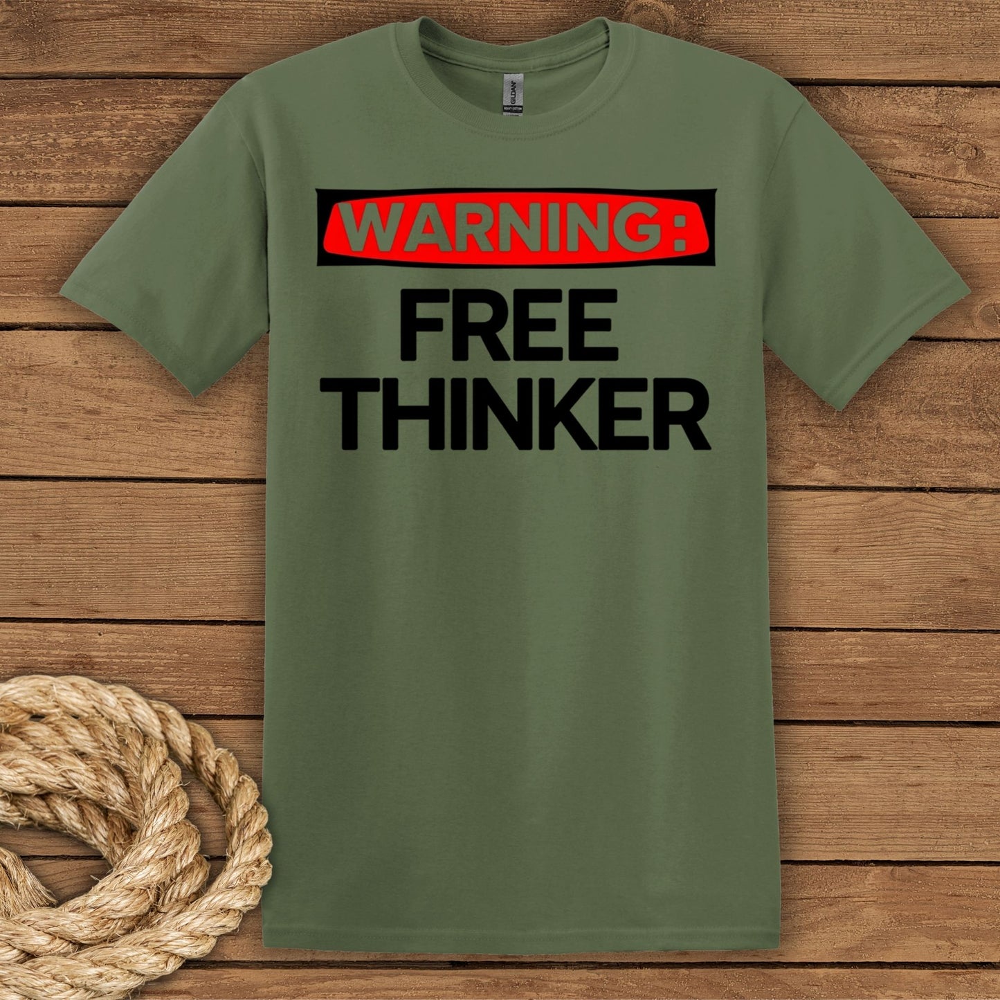 'Warning: Free Thinker' Statement Tee for Creative Individuals