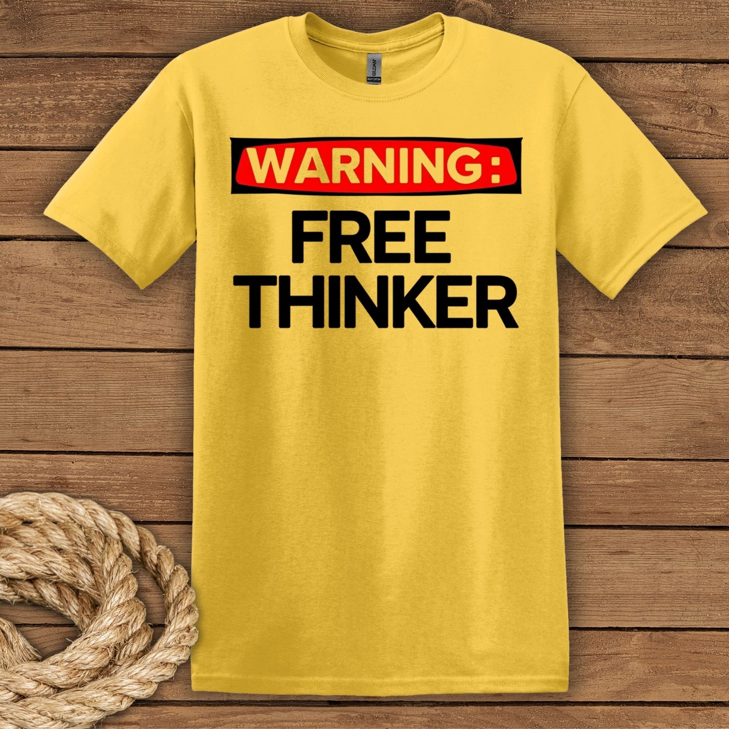 'Warning: Free Thinker' Statement Tee for Creative Individuals