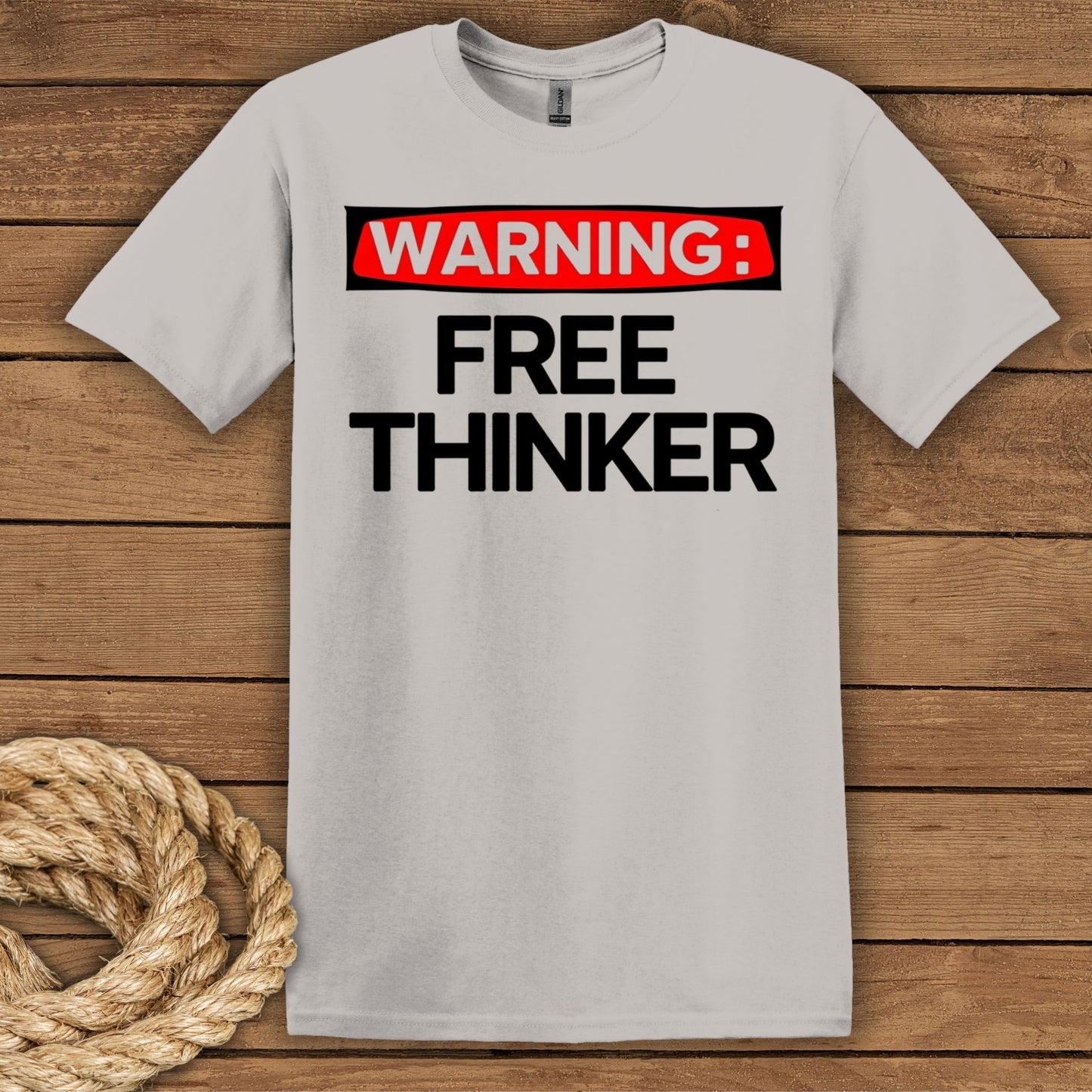 'Warning: Free Thinker' Statement Tee for Creative Individuals