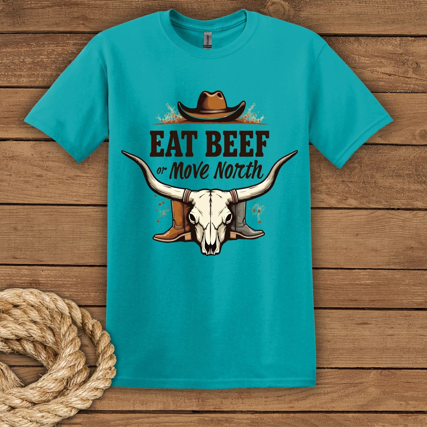 Eat Beef or Move North Cowboy T-Shirt