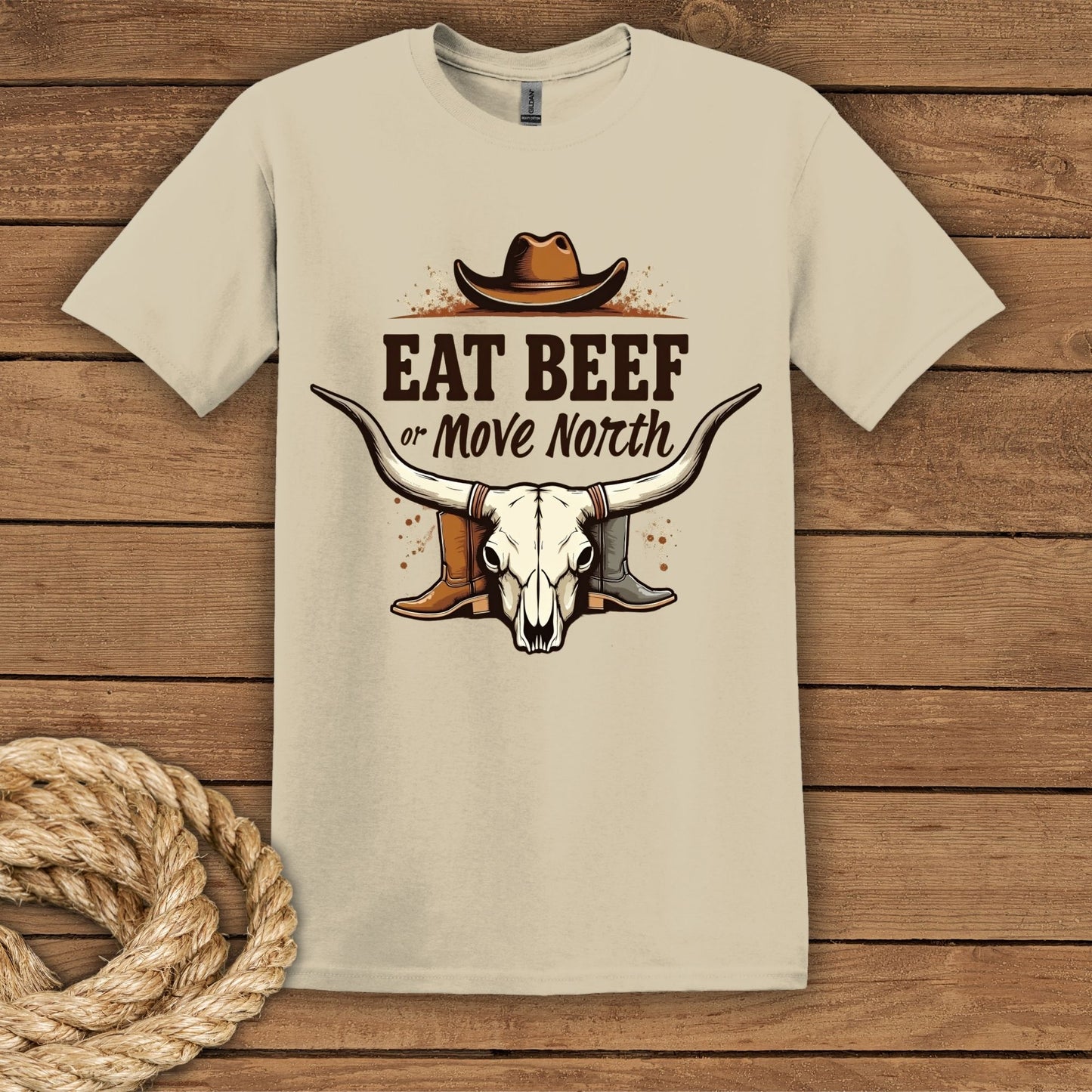 Eat Beef or Move North Cowboy T-Shirt