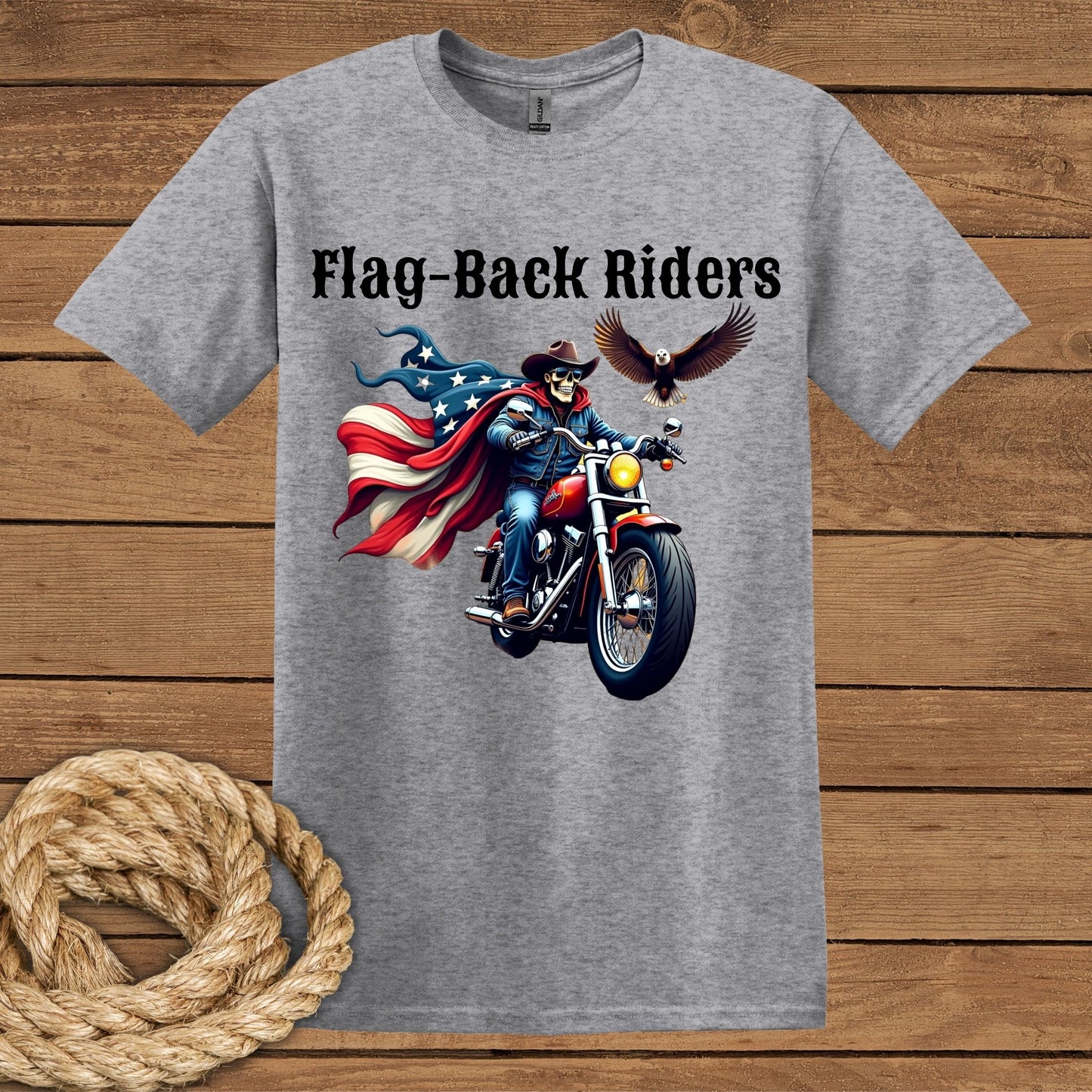 Flag-Back Riders Motorcycle T-Shirt
