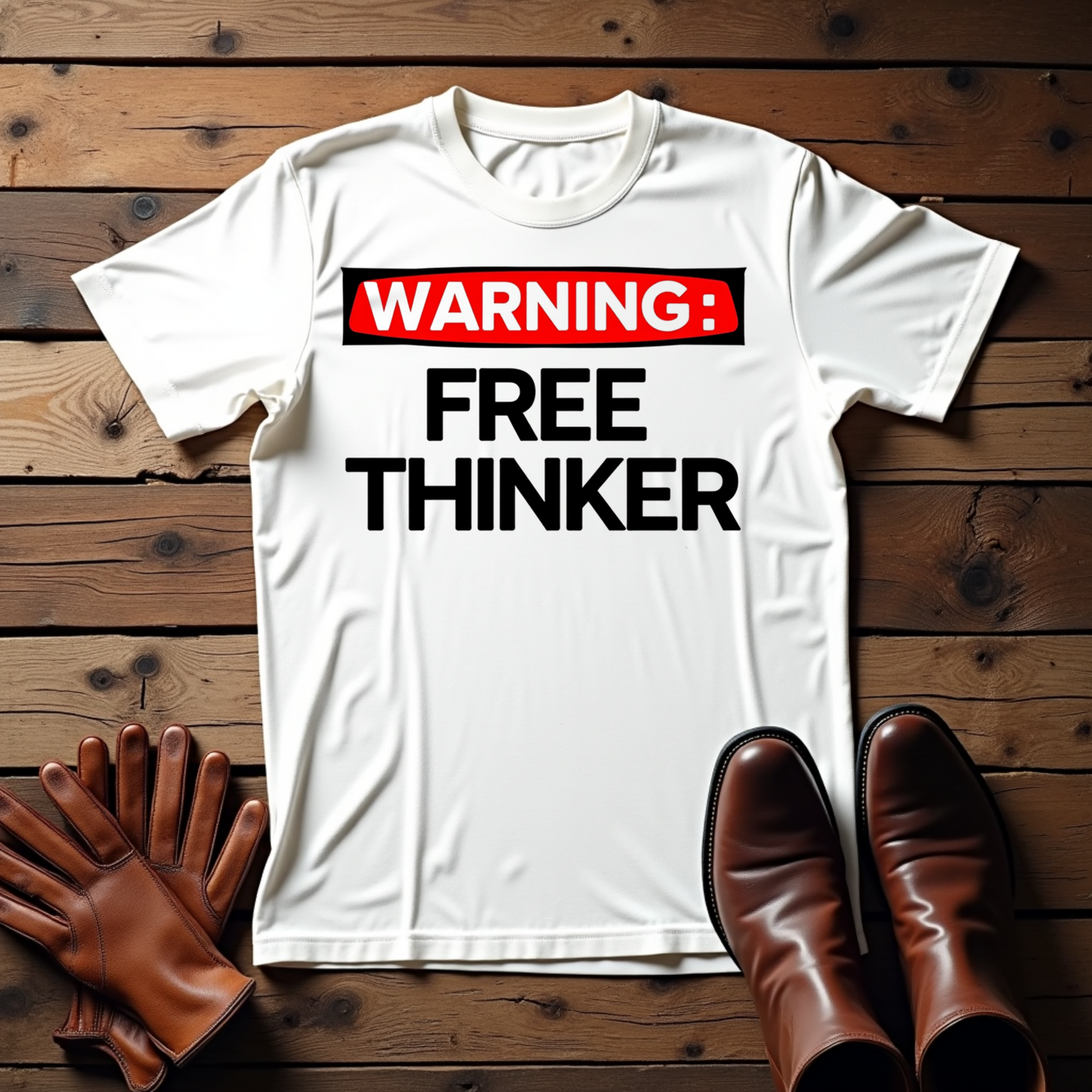 'Warning: Free Thinker' Statement Tee for Creative Individuals