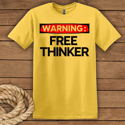 'Warning: Free Thinker' Statement Tee for Creative Individuals