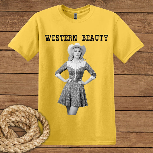 Western Beauty Unisex Softstyle T-Shirt - Vintage Glam Vibe