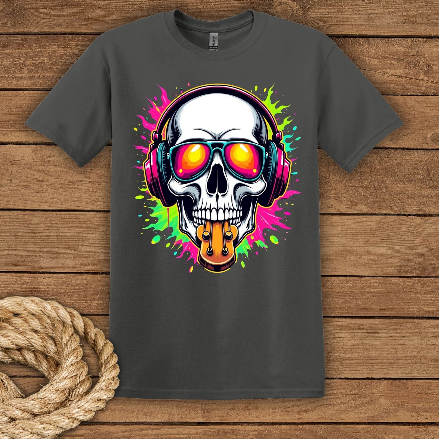 Vibrant Skull Graphic T-Shirt for Music Lovers