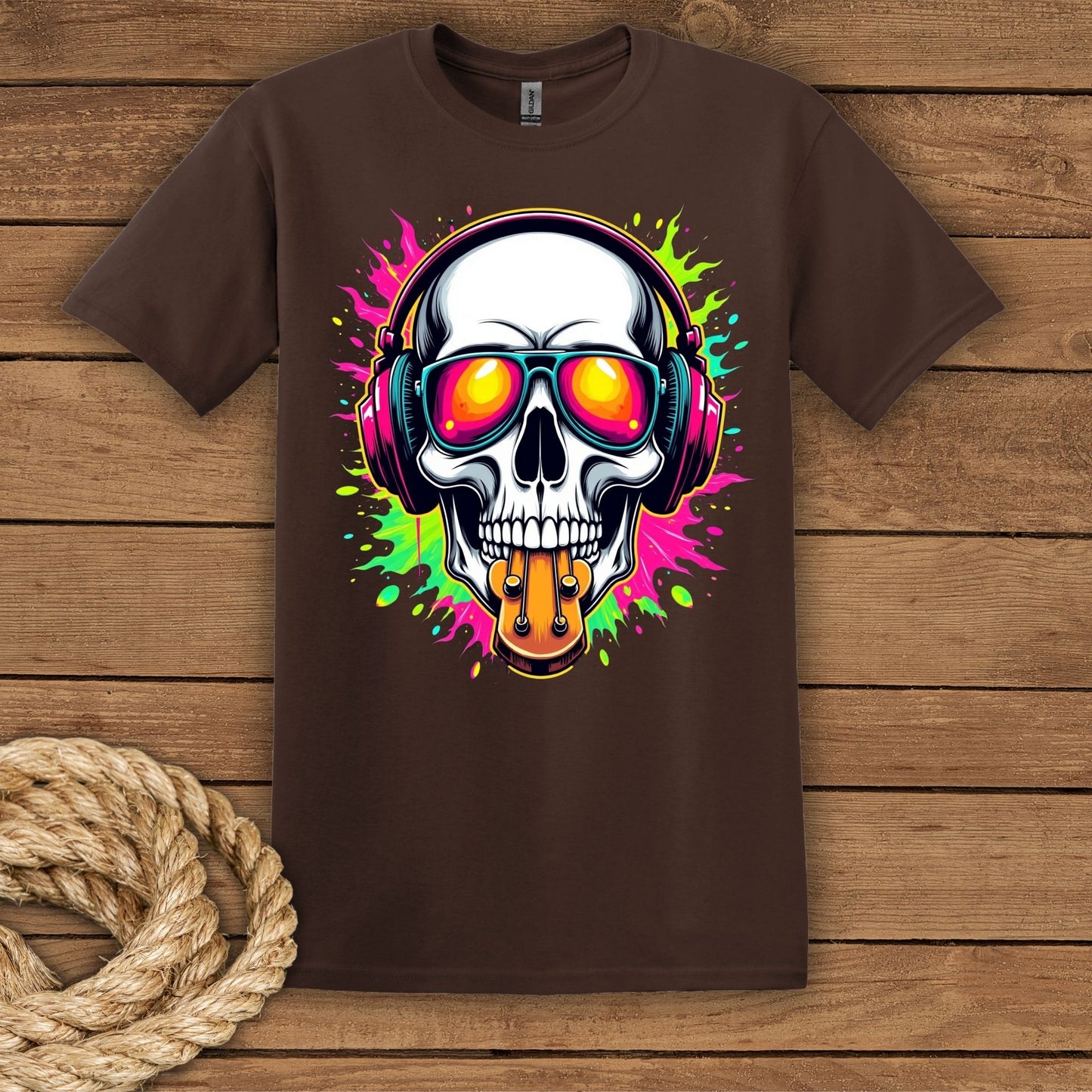 Vibrant Skull Graphic T-Shirt for Music Lovers
