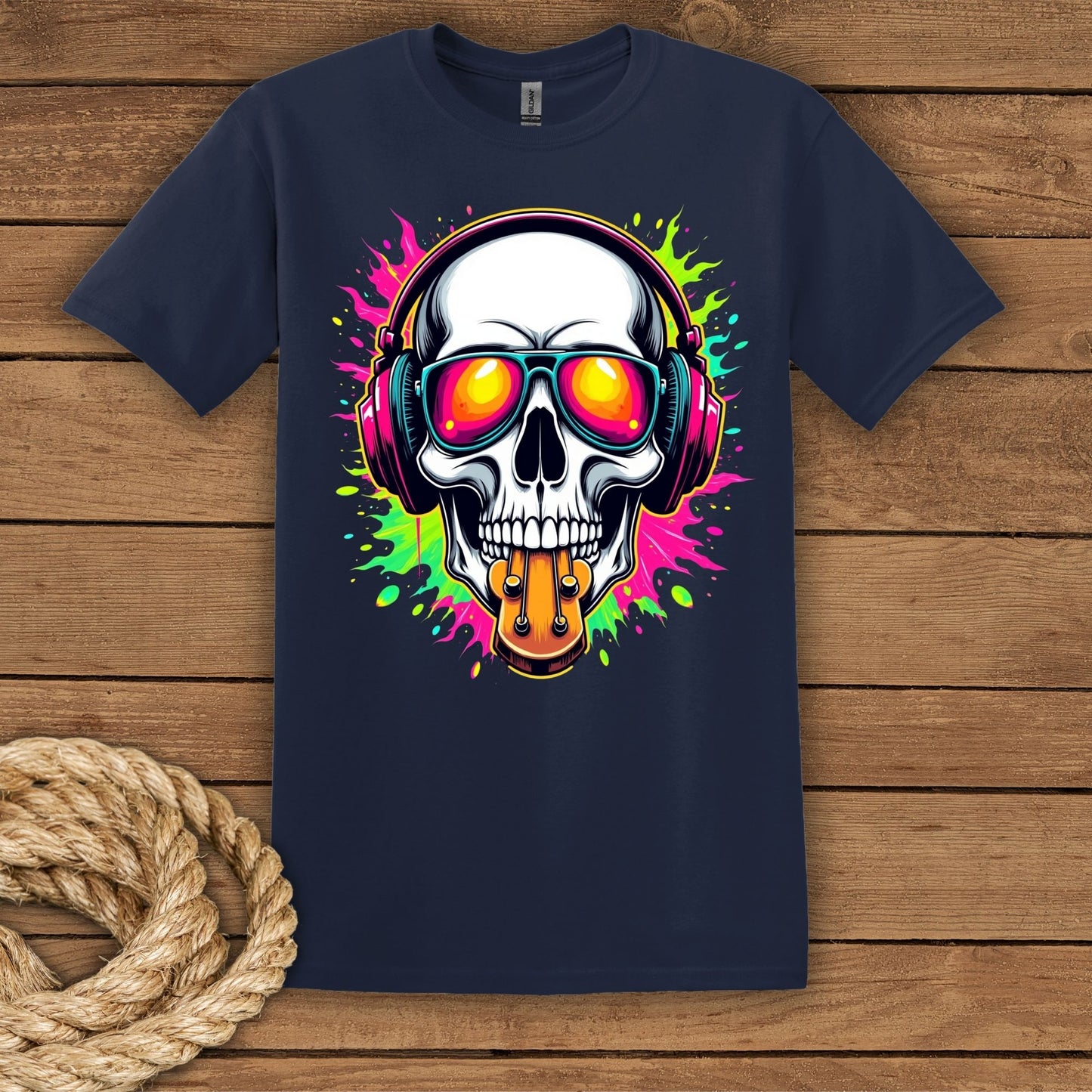Vibrant Skull Graphic T-Shirt for Music Lovers
