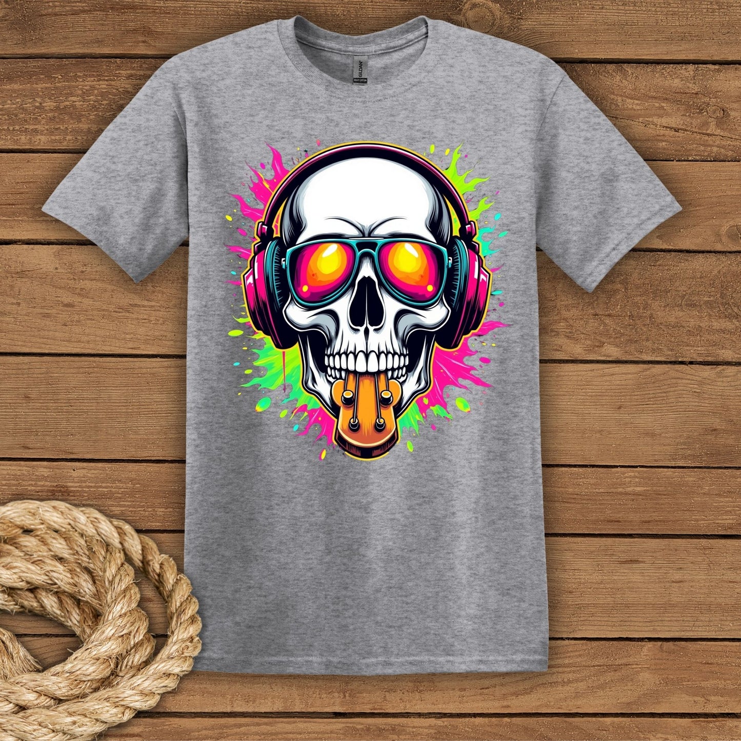 Vibrant Skull Graphic T-Shirt for Music Lovers