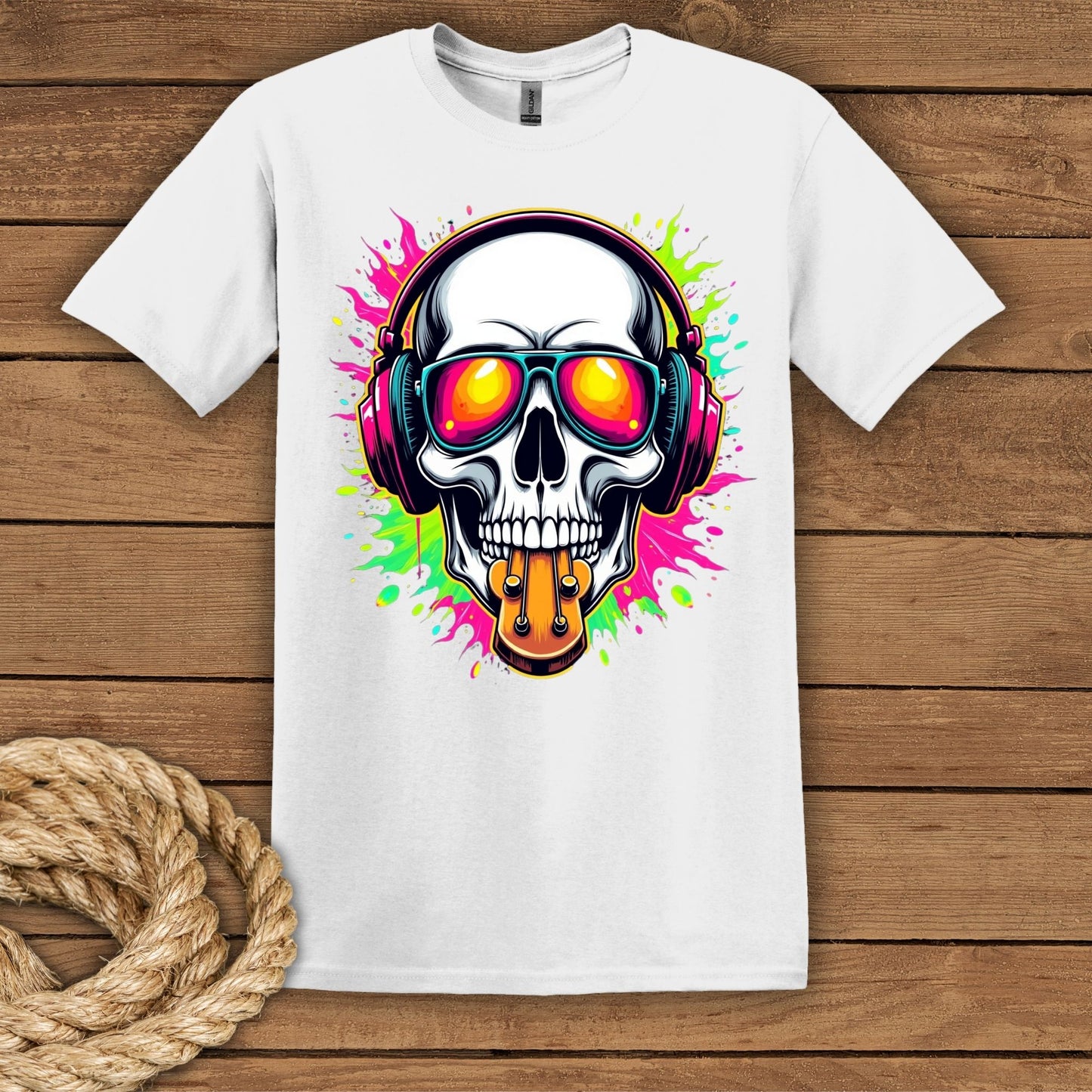 Vibrant Skull Graphic T-Shirt for Music Lovers