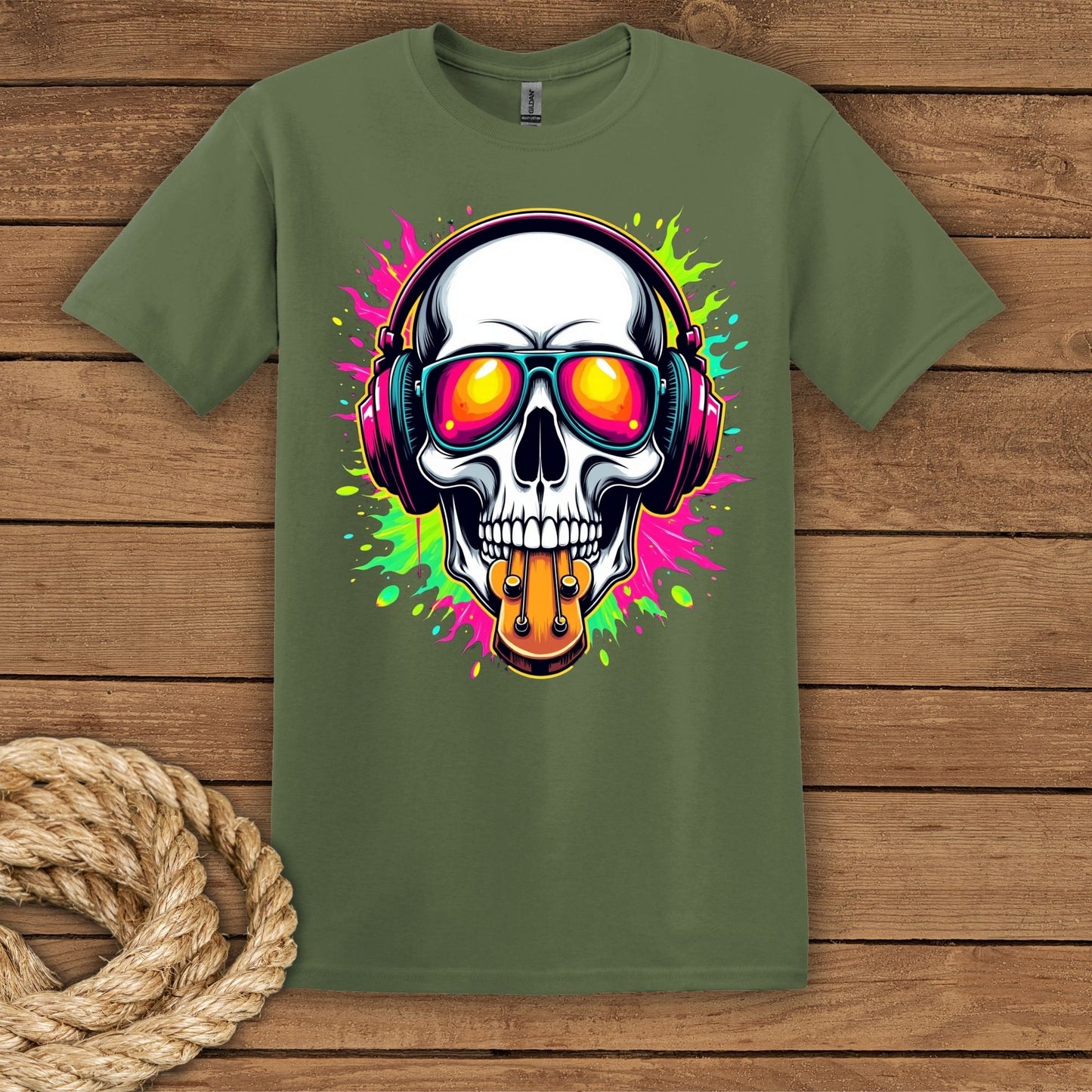 Vibrant Skull Graphic T-Shirt for Music Lovers