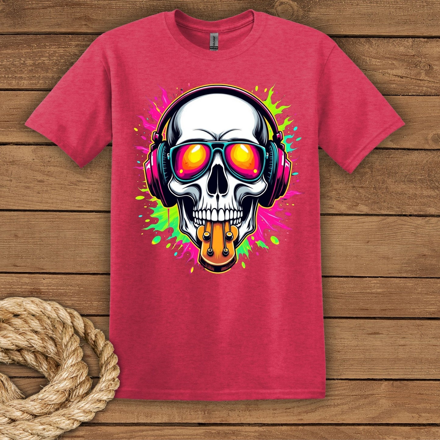 Vibrant Skull Graphic T-Shirt for Music Lovers
