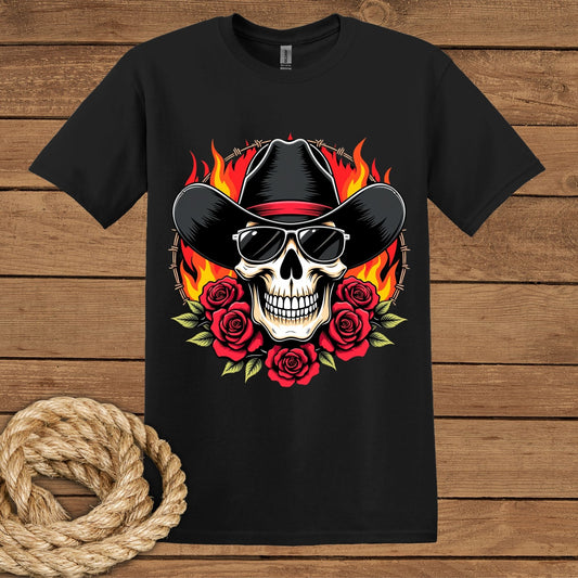 Cowboy Skull Rose T-Shirt