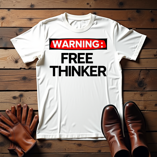 'Warning: Free Thinker' Statement Tee for Creative Individuals